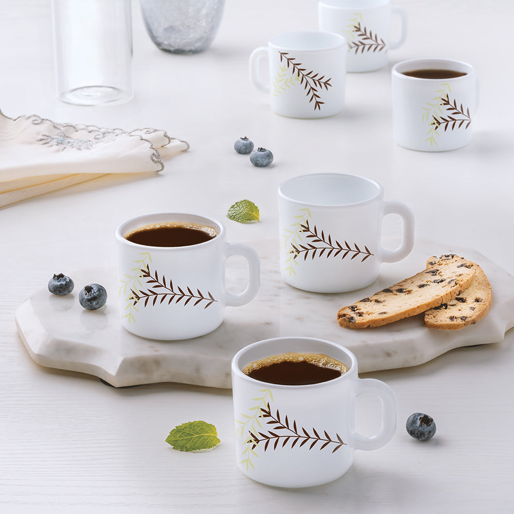 Borosil Larah Oak Mug, Set of 6, 100ml