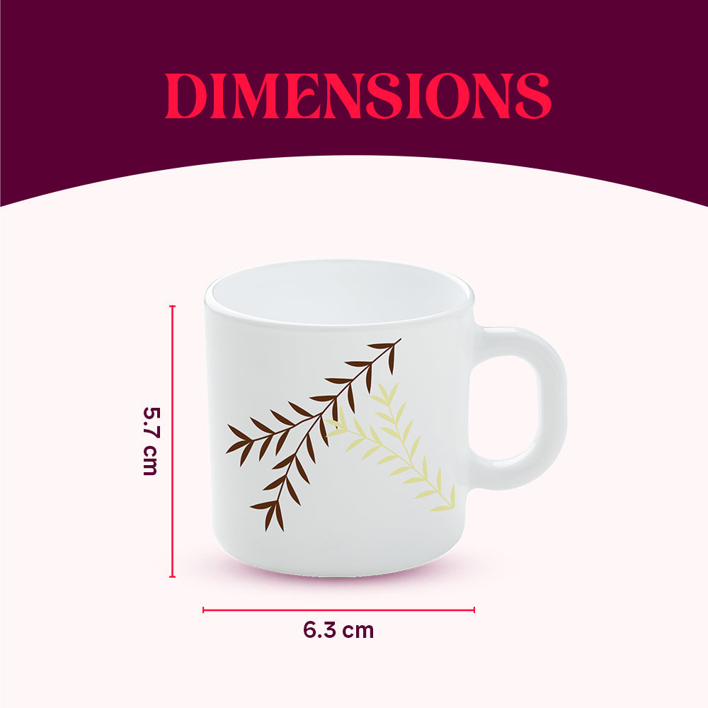 Borosil Larah Oak Mug, Set of 6, 100ml