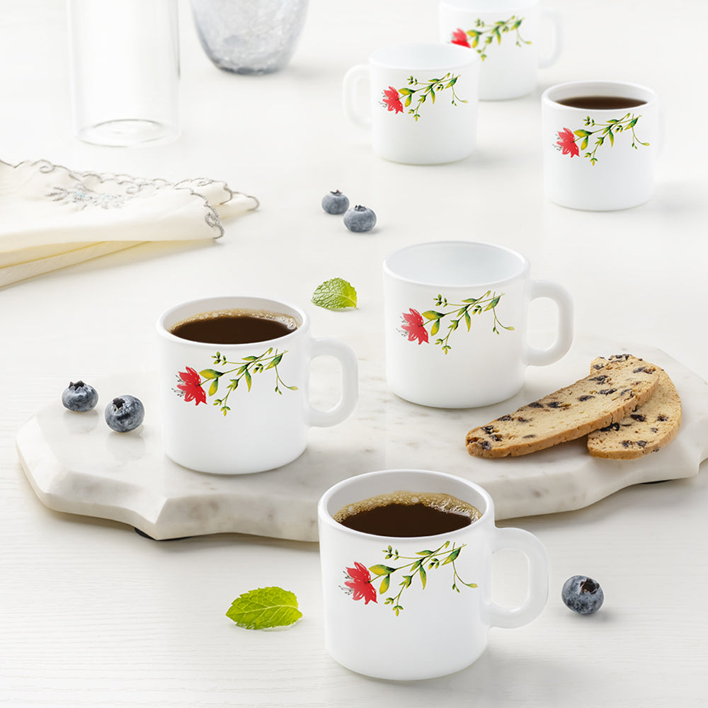 Borosil Larah Oriental Mug Set, 100ml x 6