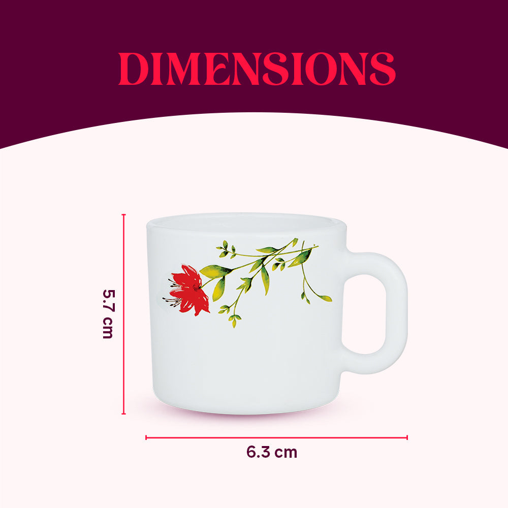 Borosil Larah Oriental Mug Set, 100ml x 6
