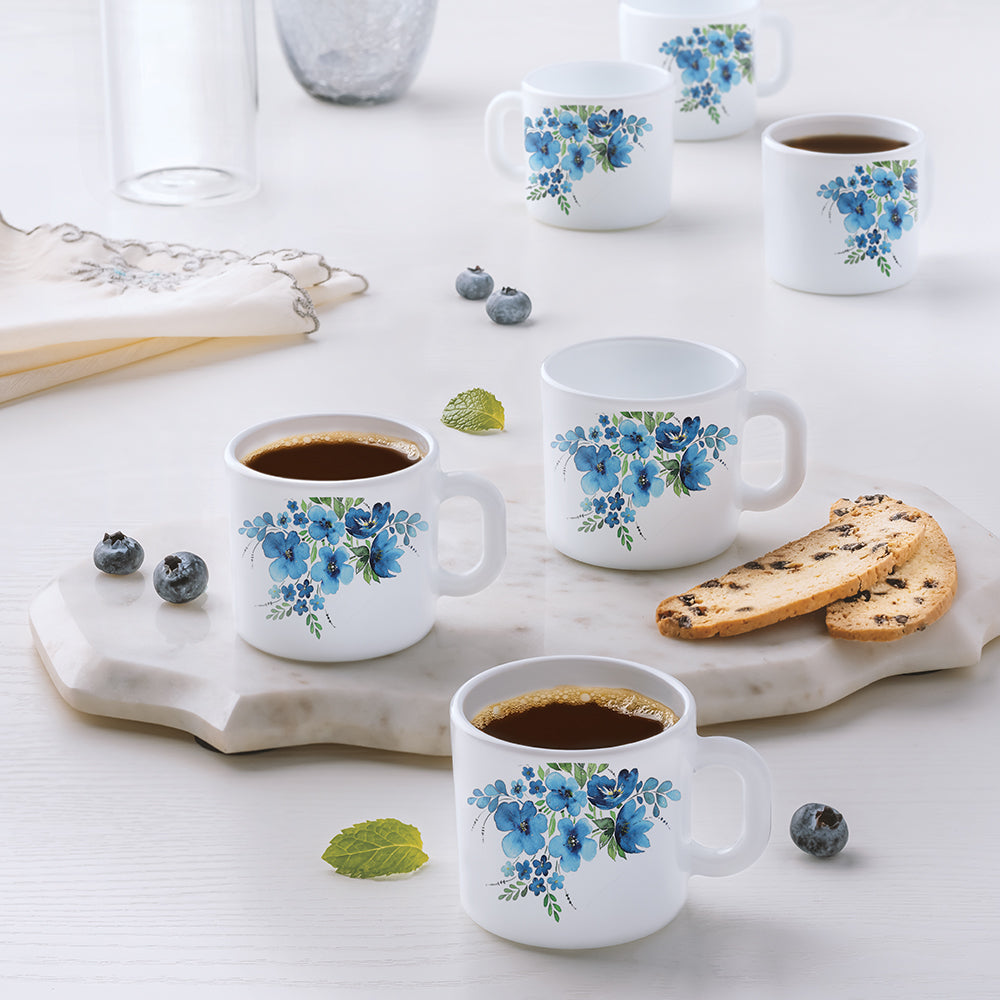 Borosil Larah Pansy Mug Set of 6, 100ml