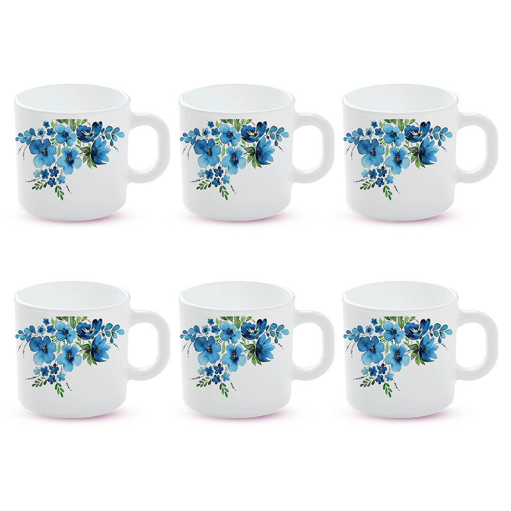 Borosil Larah Pansy Mug Set of 6, 100ml