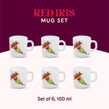 Borosil Larah Red Iris Mug Set