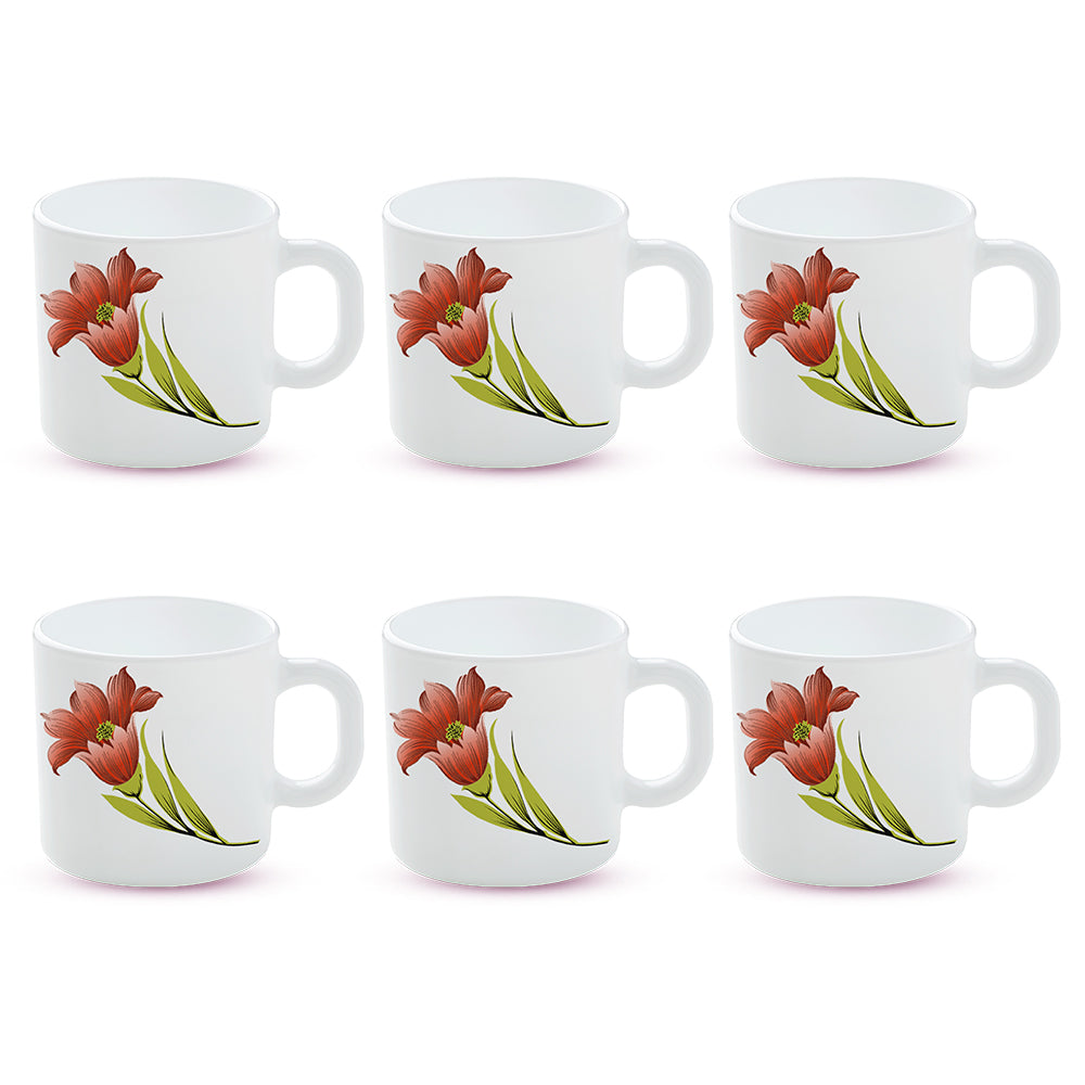 Borosil Larah Red Iris Mug Set