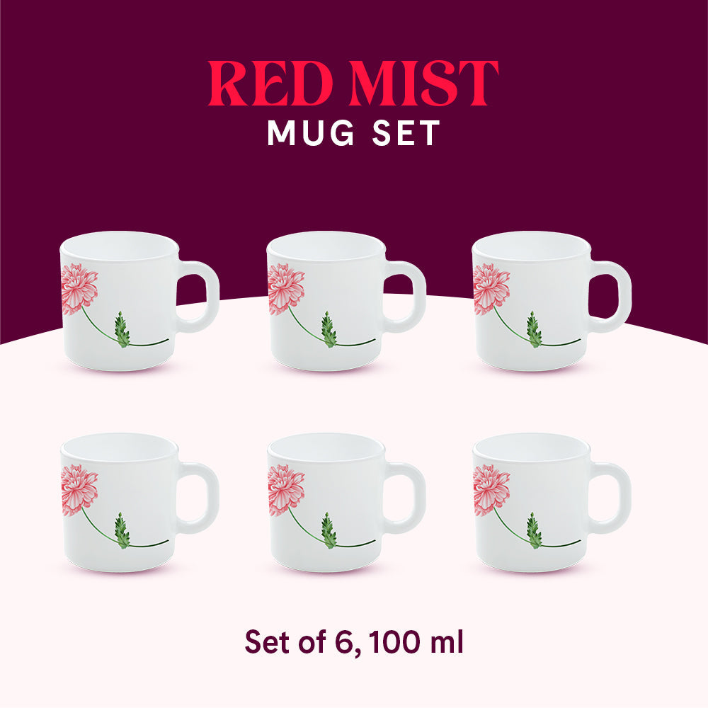 Borosil Larah Red Mist Mug Set