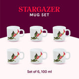 Borosil Larah Stargazer Mug, Set of 6, 100ml