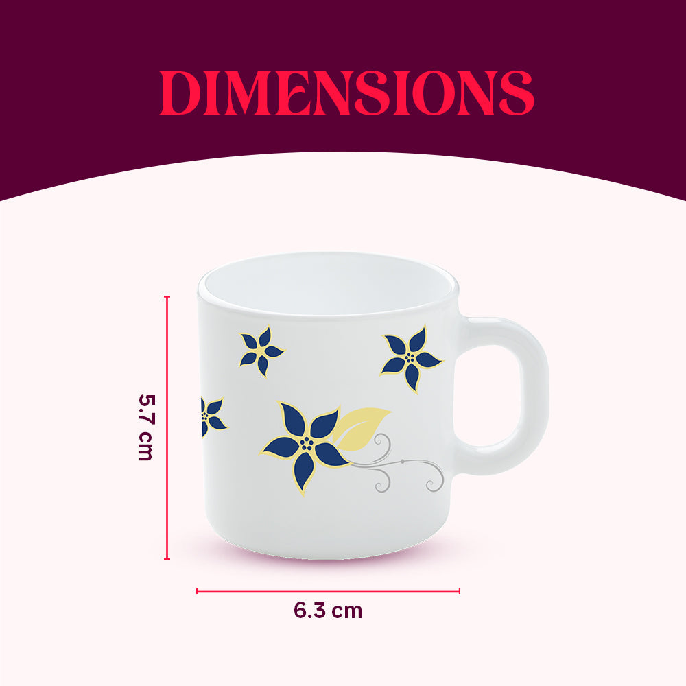 Borosil Larah Viva Mug, Set of 6, 100ml
