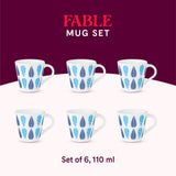 Borosil Larah Novelty Fable Mug, Set of 6, 110ml