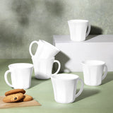 Borosil Larah Octa Mug Set, White