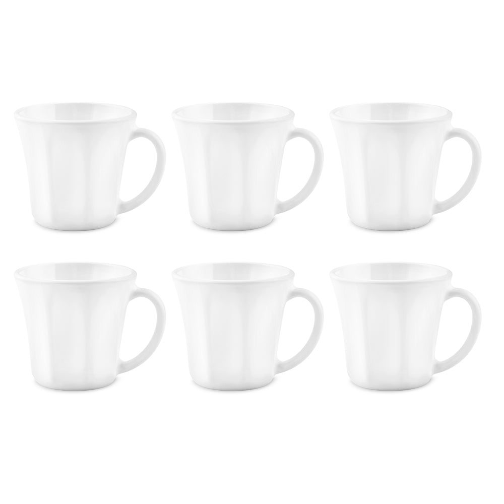 Borosil Larah Octa Mug Set, White