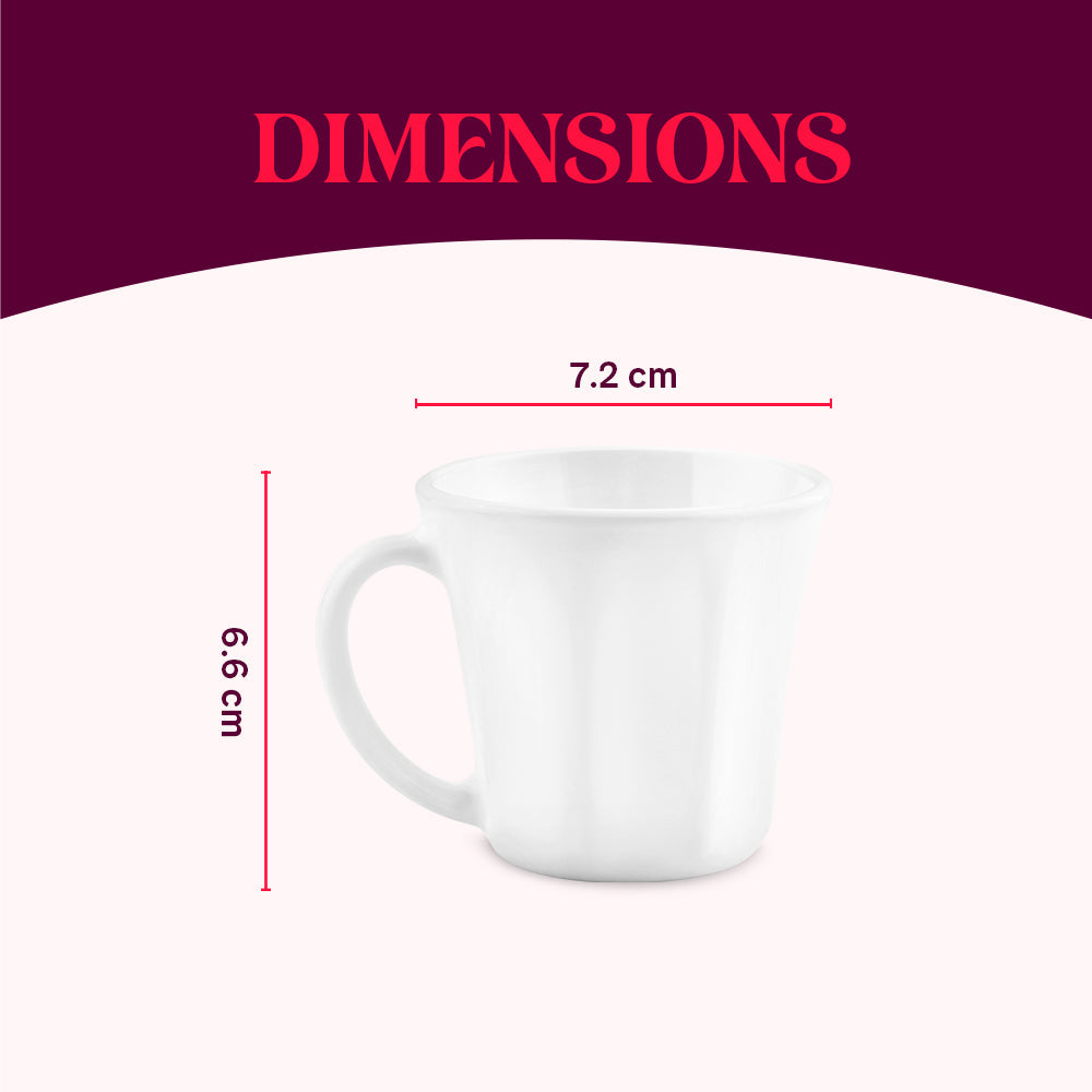 Borosil Larah Octa Mug Set, White