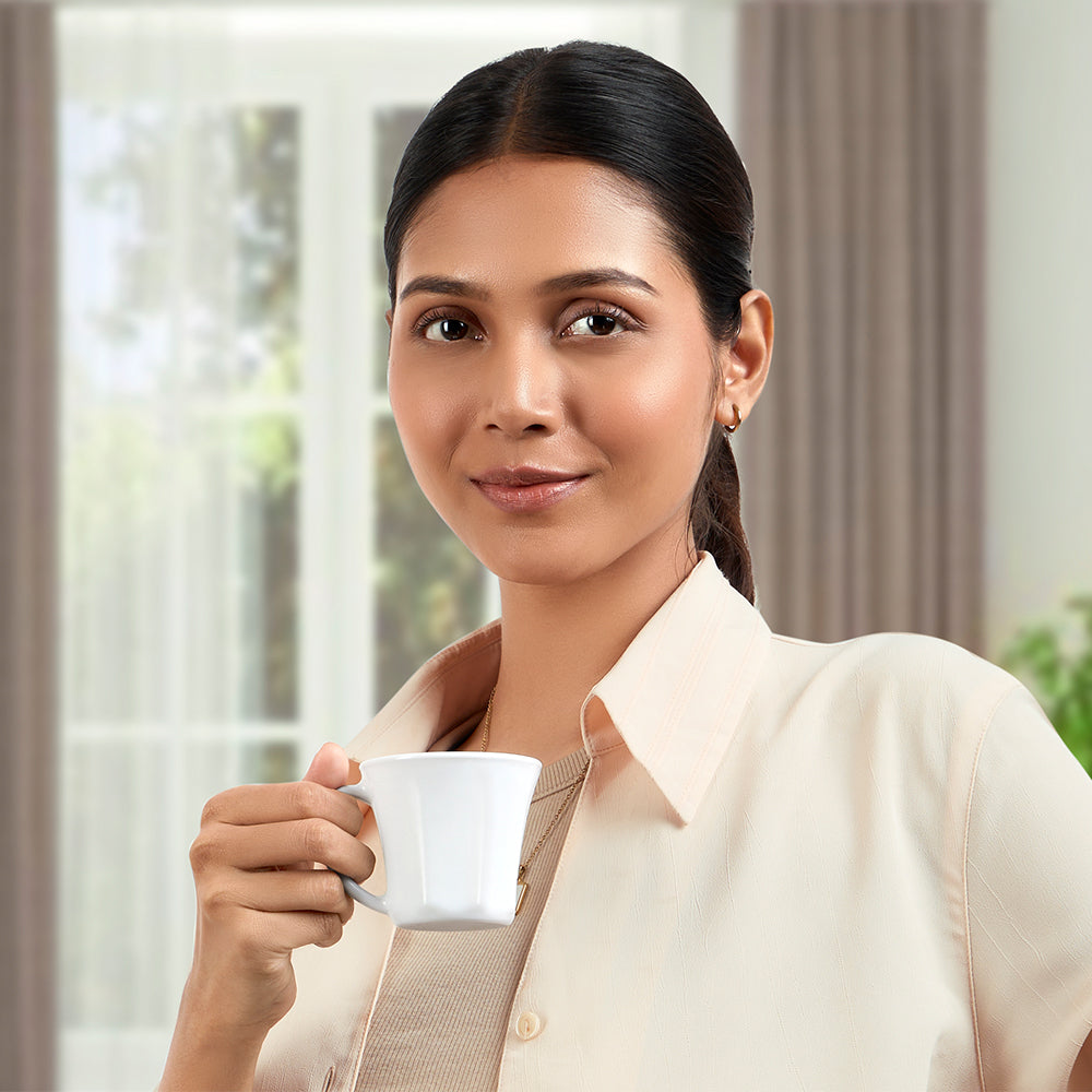 Borosil Larah Octa Mug Set, White