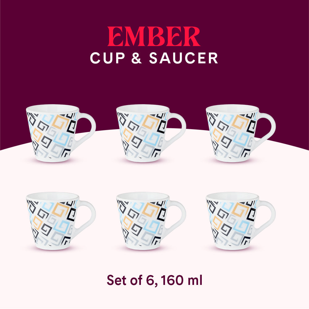 Borosil Larah Novelty Ember Mug, Set of 6, 160ml