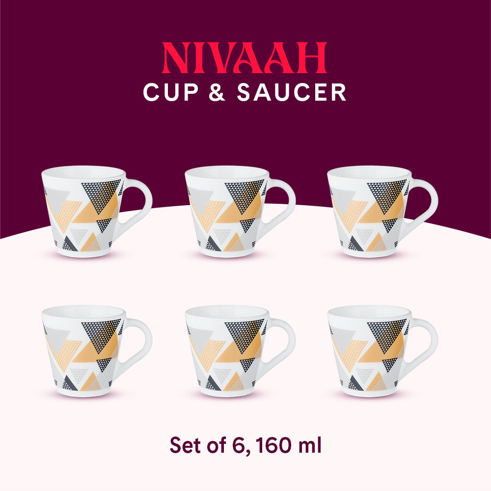 Borosil Larah Novelty Nivaah Mug Set of 6, 160ml