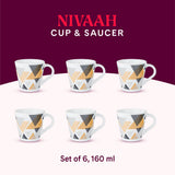 Borosil Larah Novelty Nivaah Mug Set of 6, 160ml