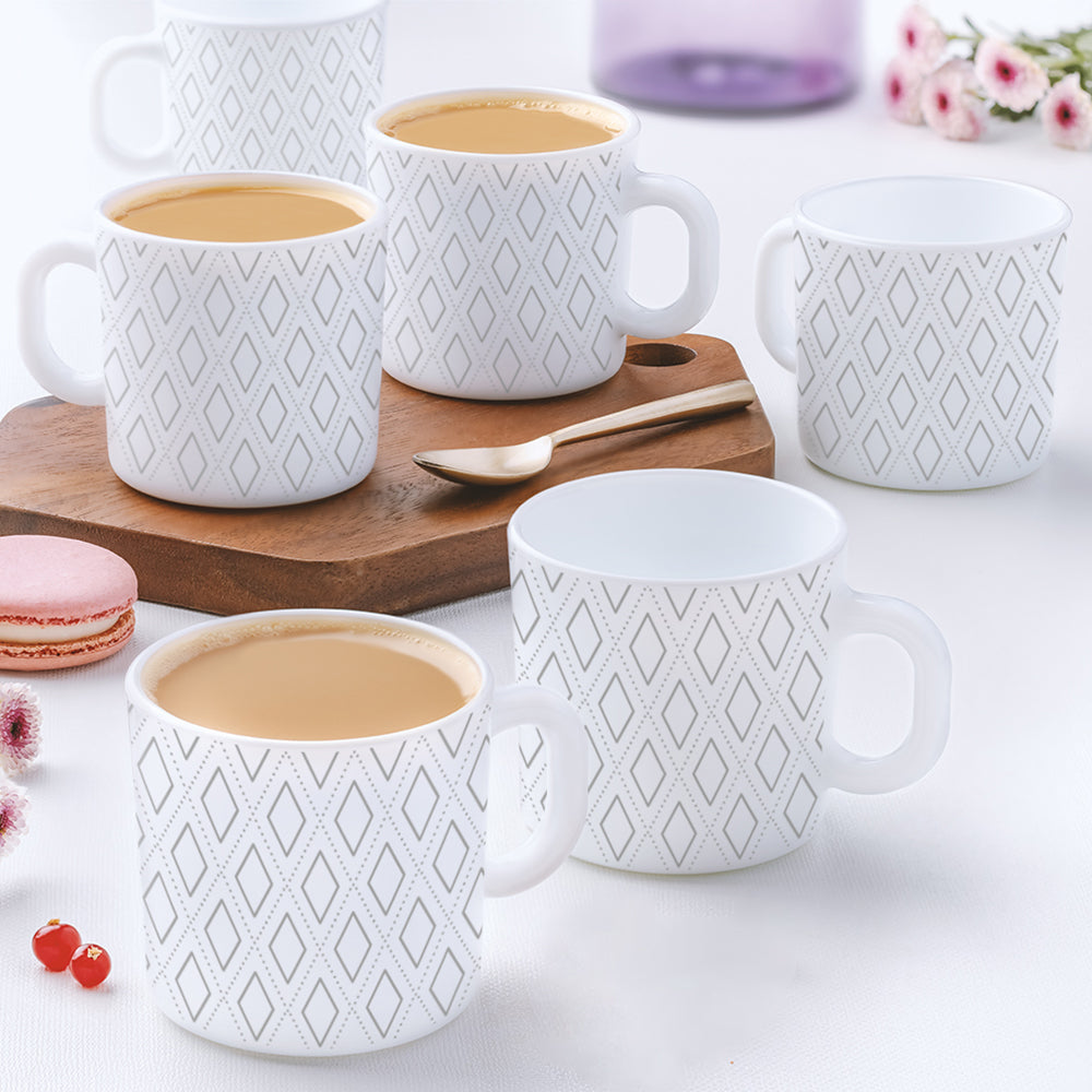 Borosil Larah Vintage Mug Set of 6, 180ml