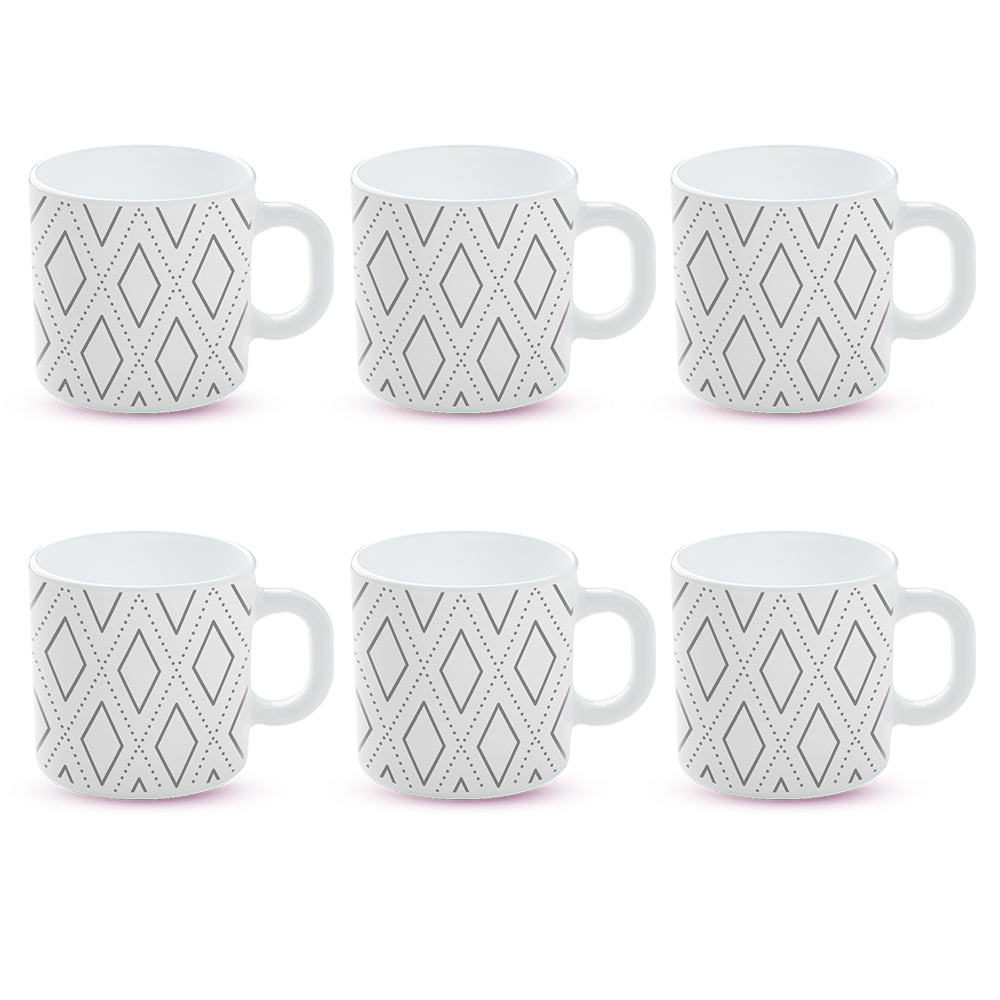 Borosil Larah Vintage Mug Set of 6, 180ml