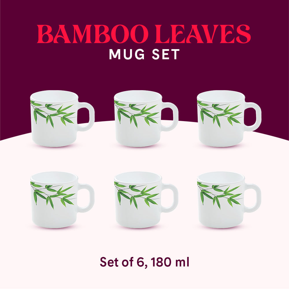 Borosil Larah Bamboo Leaves Mug Set