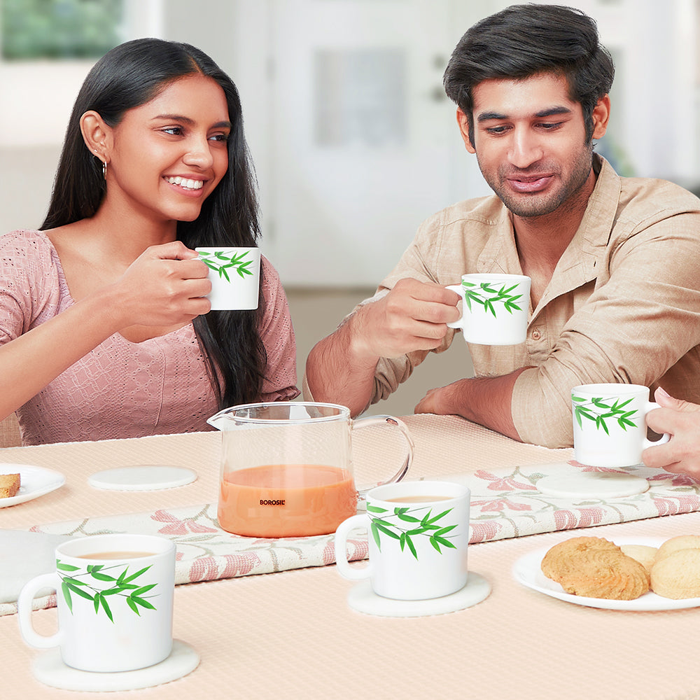 Borosil Larah Bamboo Leaves Mug Set