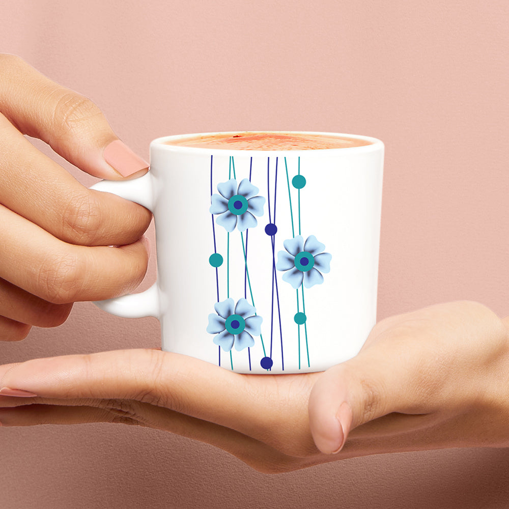 Borosil Larah Bluebell Mug Set, 180ml x 6