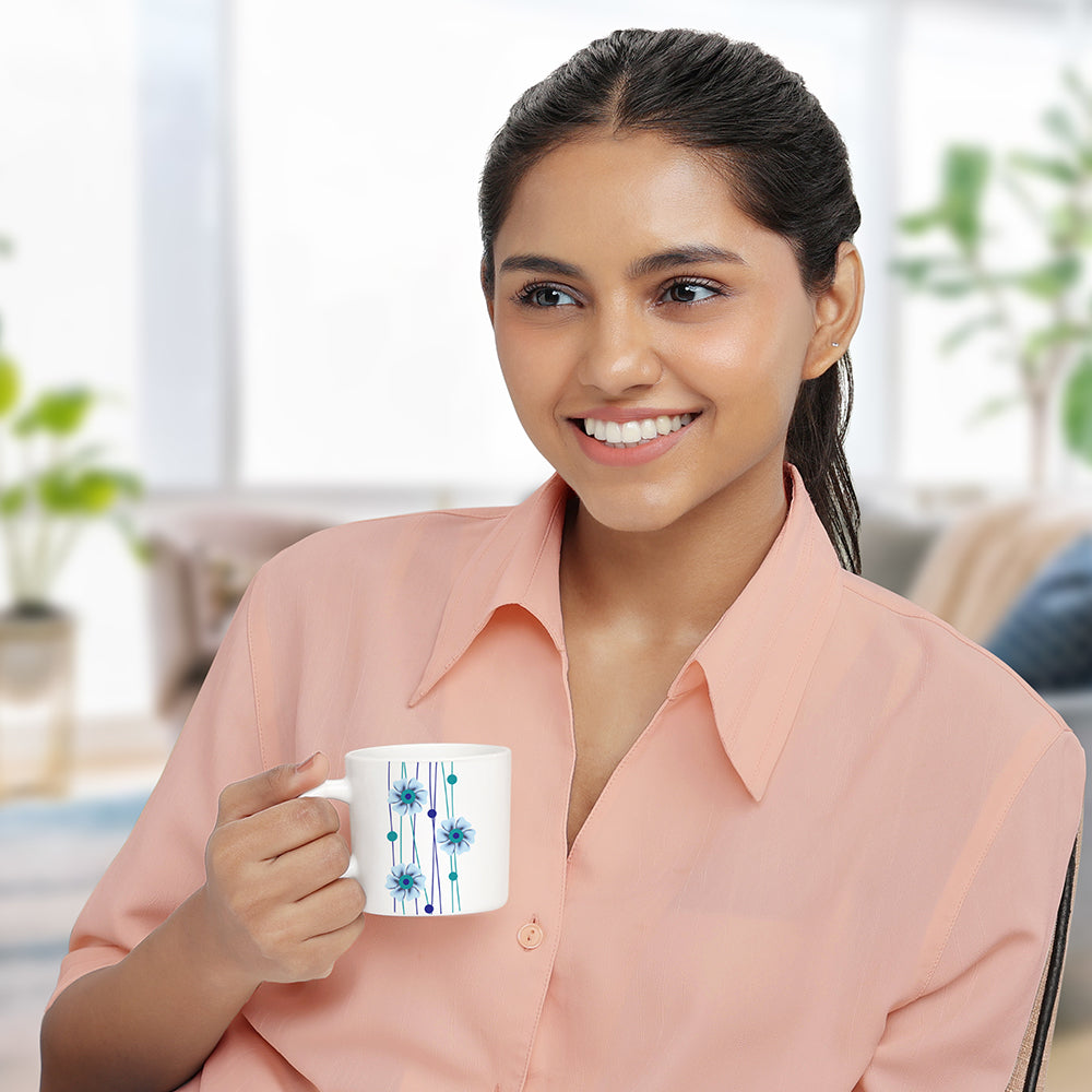 Borosil Larah Bluebell Mug Set, 180ml x 6