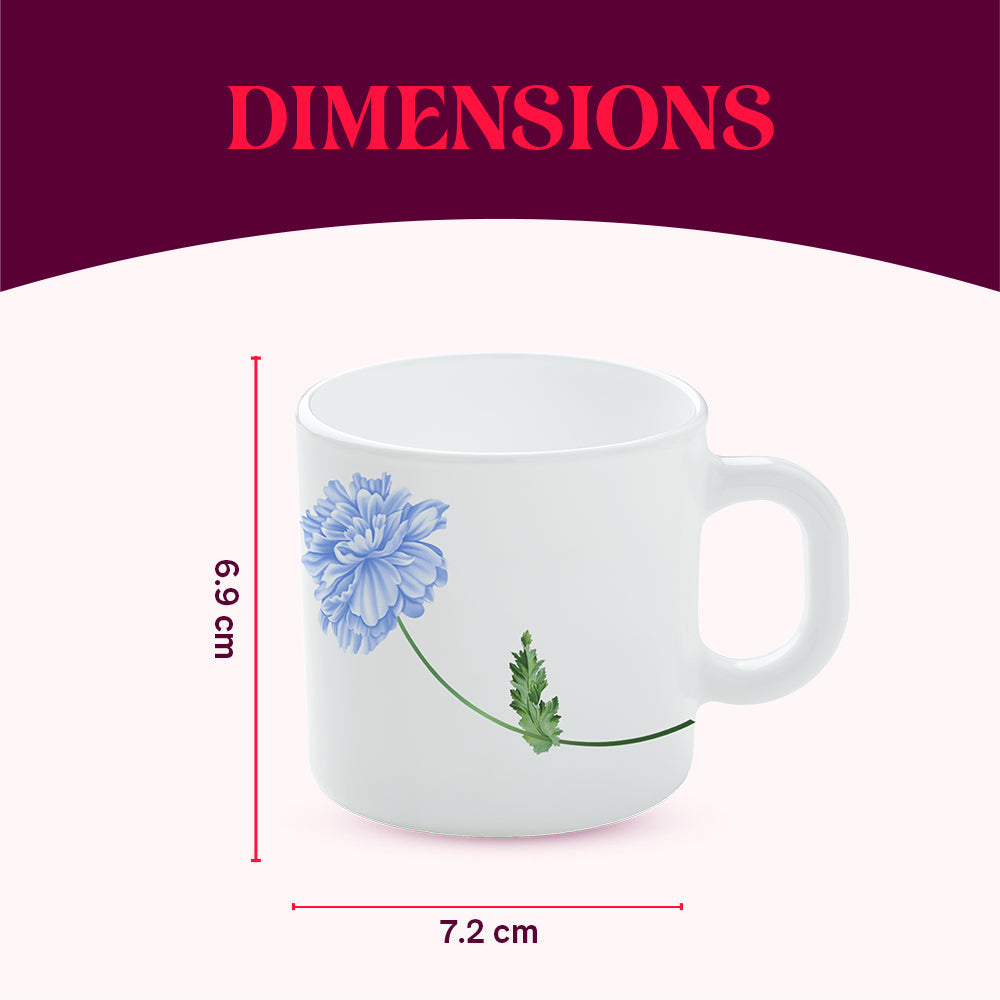 Borosil Larah Mist Mug Set of 6 180ml, Blue