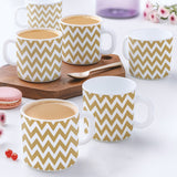 Borosil Larah Gold Waves Mug Set of 6, 180ml