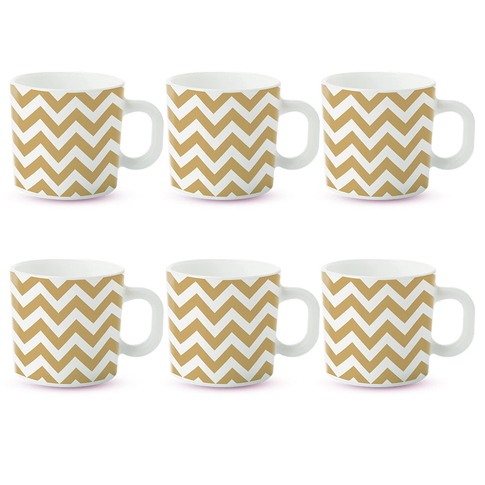 Borosil Larah Gold Waves Mug Set of 6, 180ml