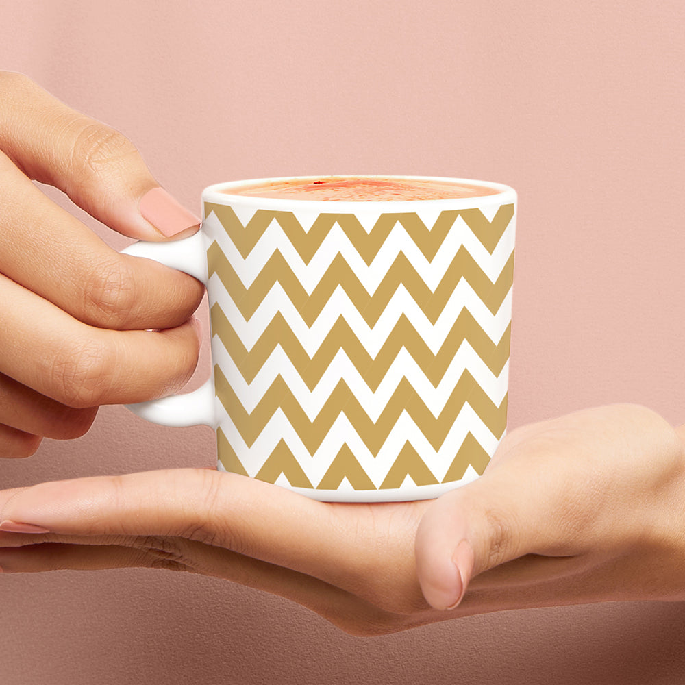Borosil Larah Gold Waves Mug Set of 6, 180ml