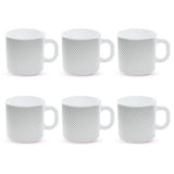 Borosil Larah Grey Pixel Mug Set of 6, 180ml