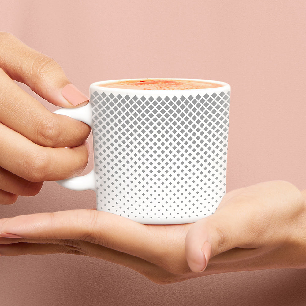 Borosil Larah Grey Pixel Mug Set of 6, 180ml