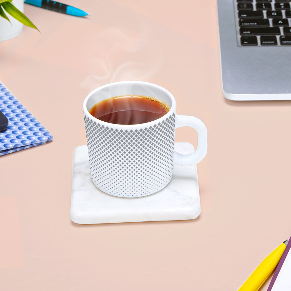 Borosil Larah Grey Pixel Mug Set of 6, 180ml