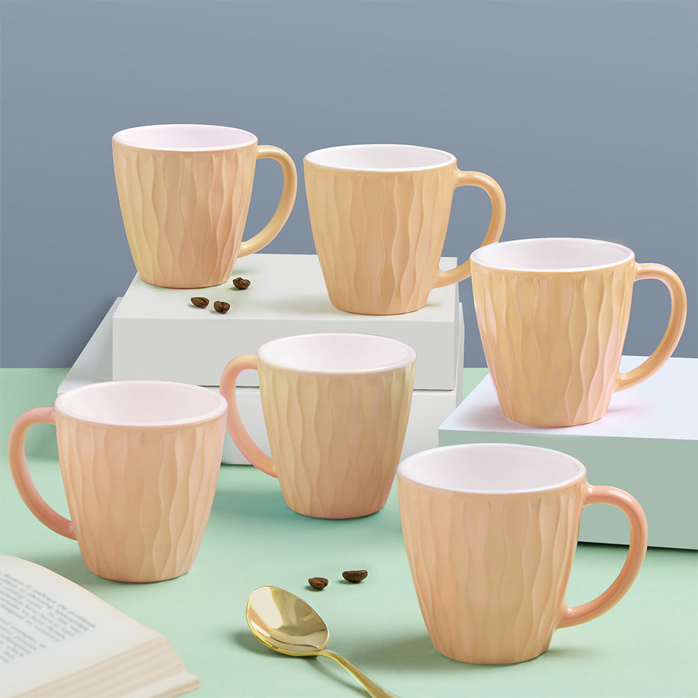 Borosil Larah Curl Cup Set  of 6, 200ml