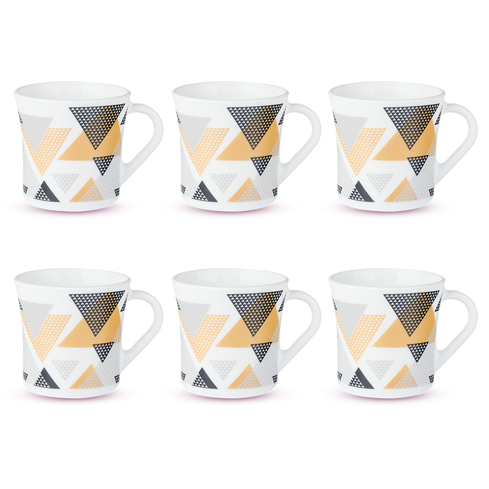Borosil Larah Crysta Nivaah Mug Set, Set of 6, 210ml
