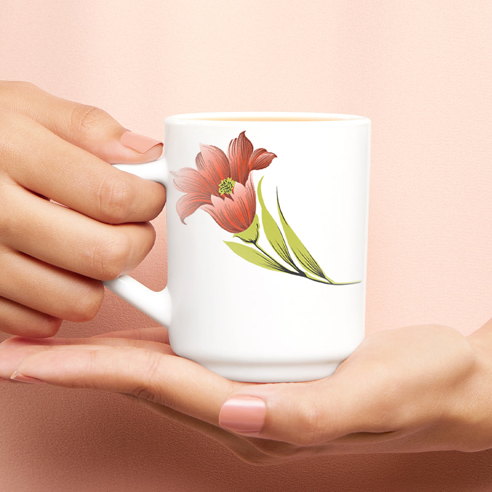 Borosil Larah Red Iris Mug Set