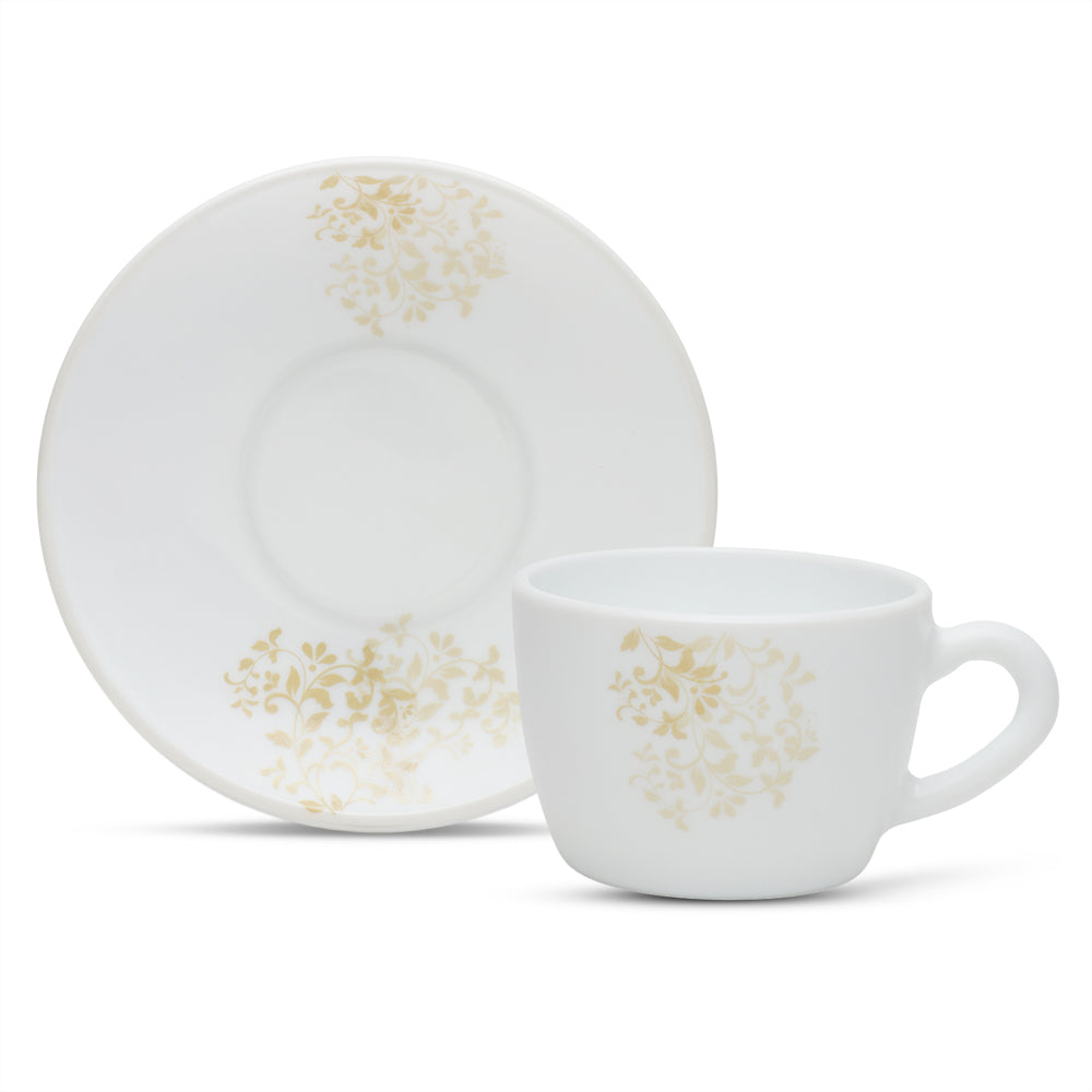 Borosil Larah Ingot Cup n Saucer Set  of 8, 140ml