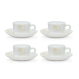 Borosil Larah Ingot Cup n Saucer Set  of 8, 140ml