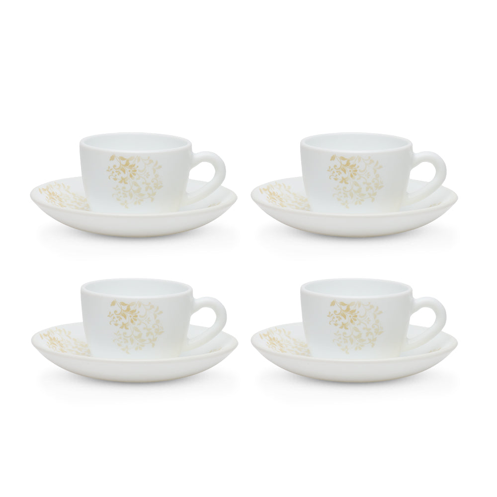 Borosil Larah Ingot Cup n Saucer Set  of 8, 140ml