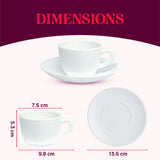 Borosil Larah Ingot Cup n Saucer Set  of 8, 140ml