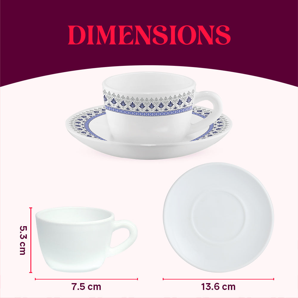 Borosil Larah Ocean Cup n Saucers Set