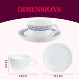Borosil Larah Ocean Cup n Saucers Set