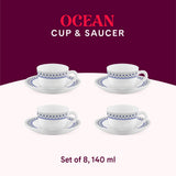 Borosil Larah Ocean Cup n Saucers Set