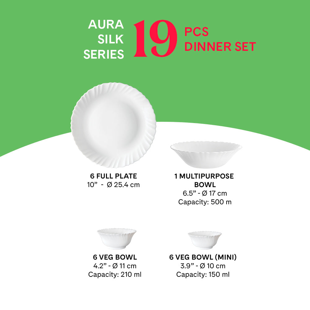 Borosil Larah Aura 19 pc Dinner Set  19 pic