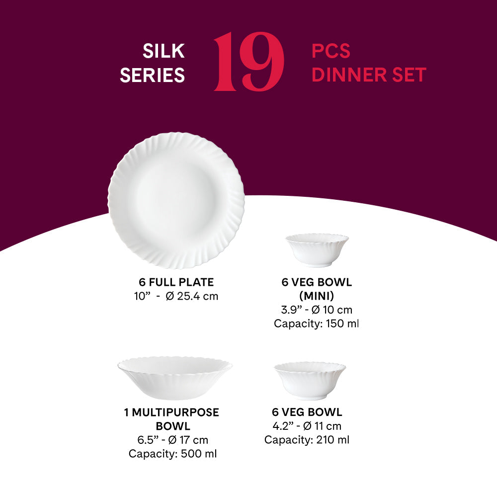 Borosil Larah Kora 19 pc Dinner Set 19 pic
