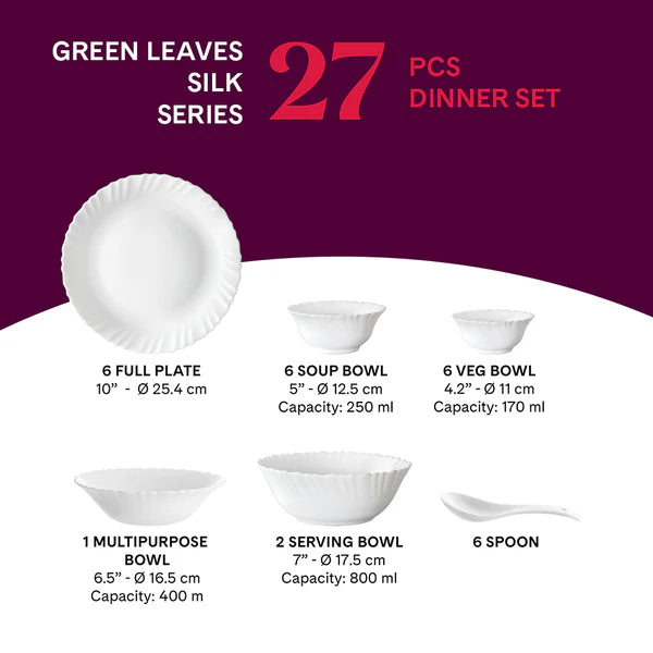 Borosil Larah Sage 27 pc Dinner Set