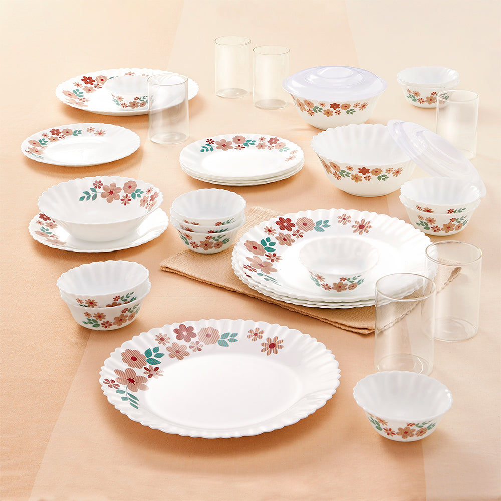 Borosil Larah Ayana 35 pc Dinner Set w Vision Glass