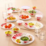 Borosil Larah Rose Red 35 pc Dinner Set w Vision Glass