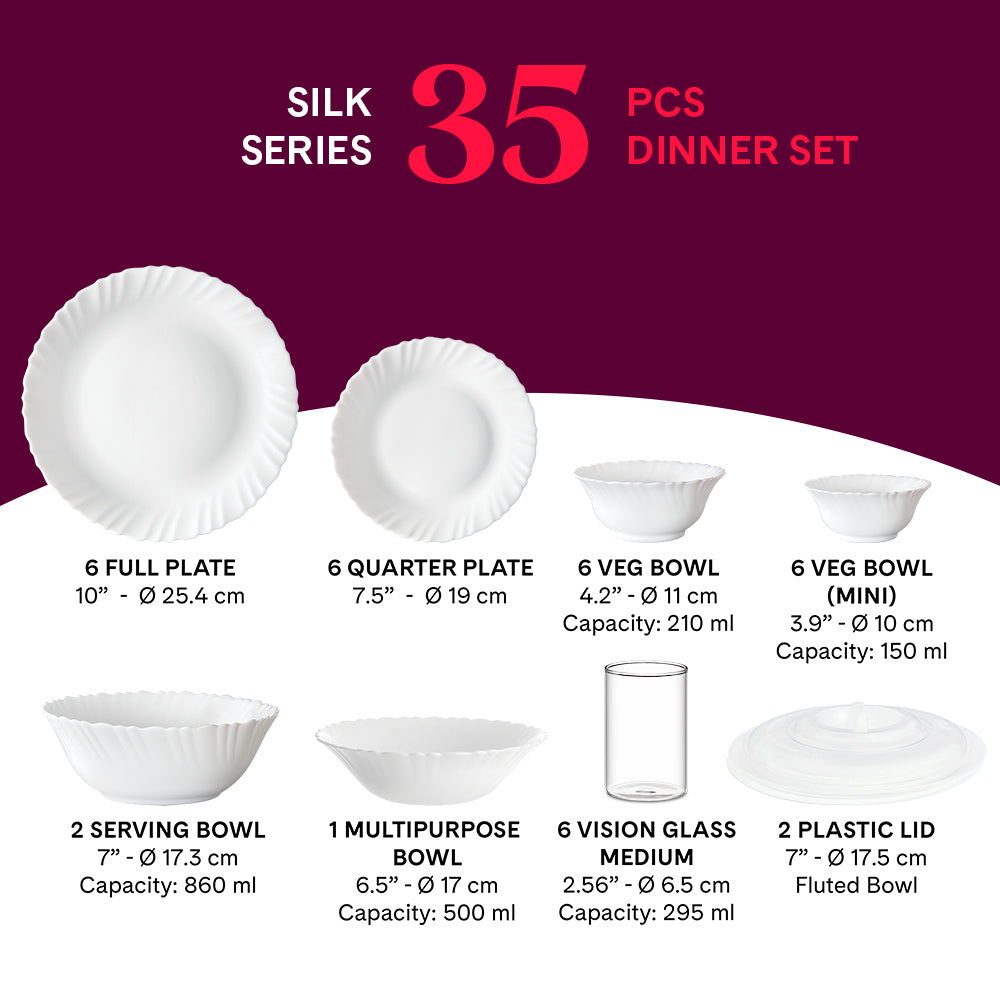 Borosil Larah Stardust 35 pc Dinner Set w Vision Glass