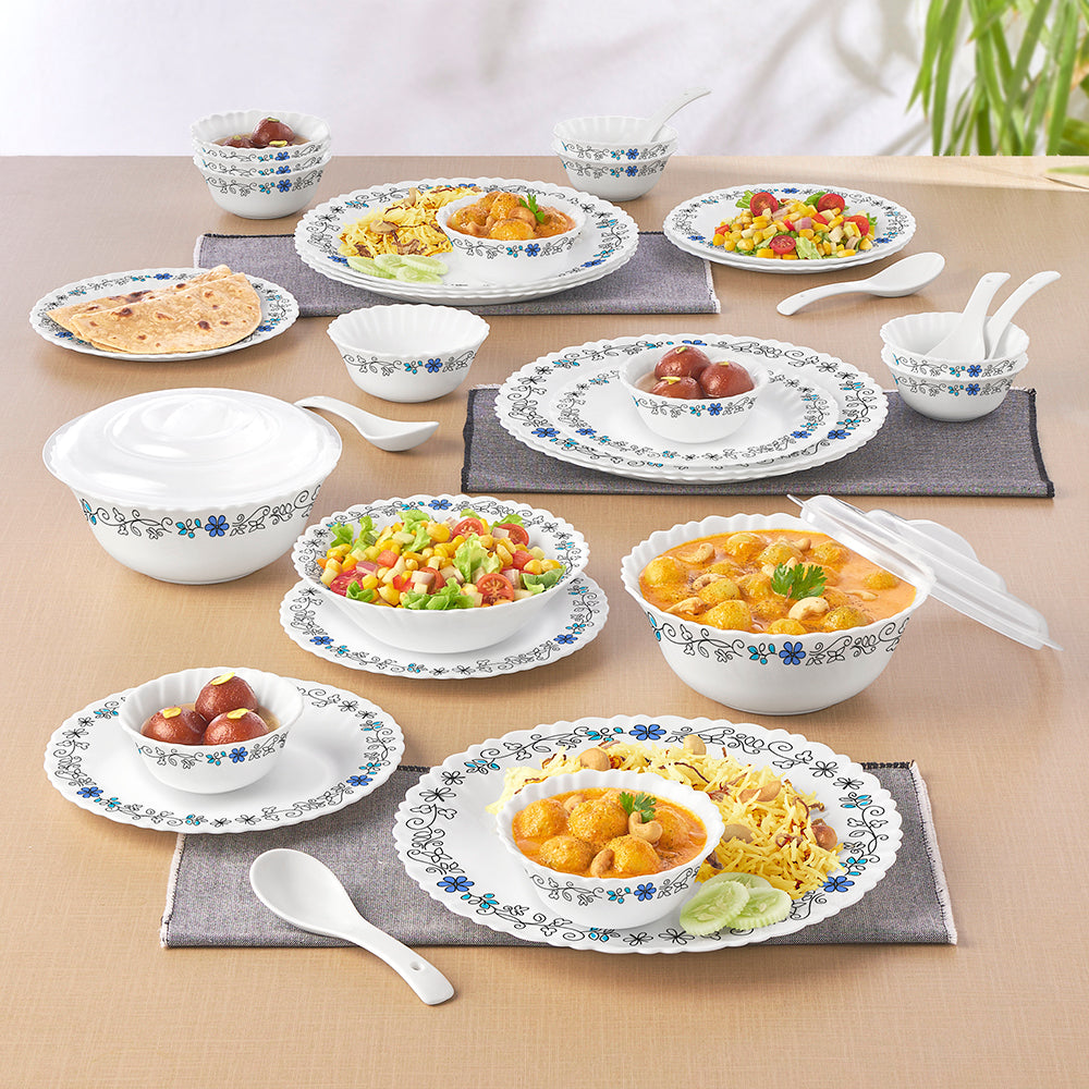 Borosil Larah Blue Iris 35 pc Dinner