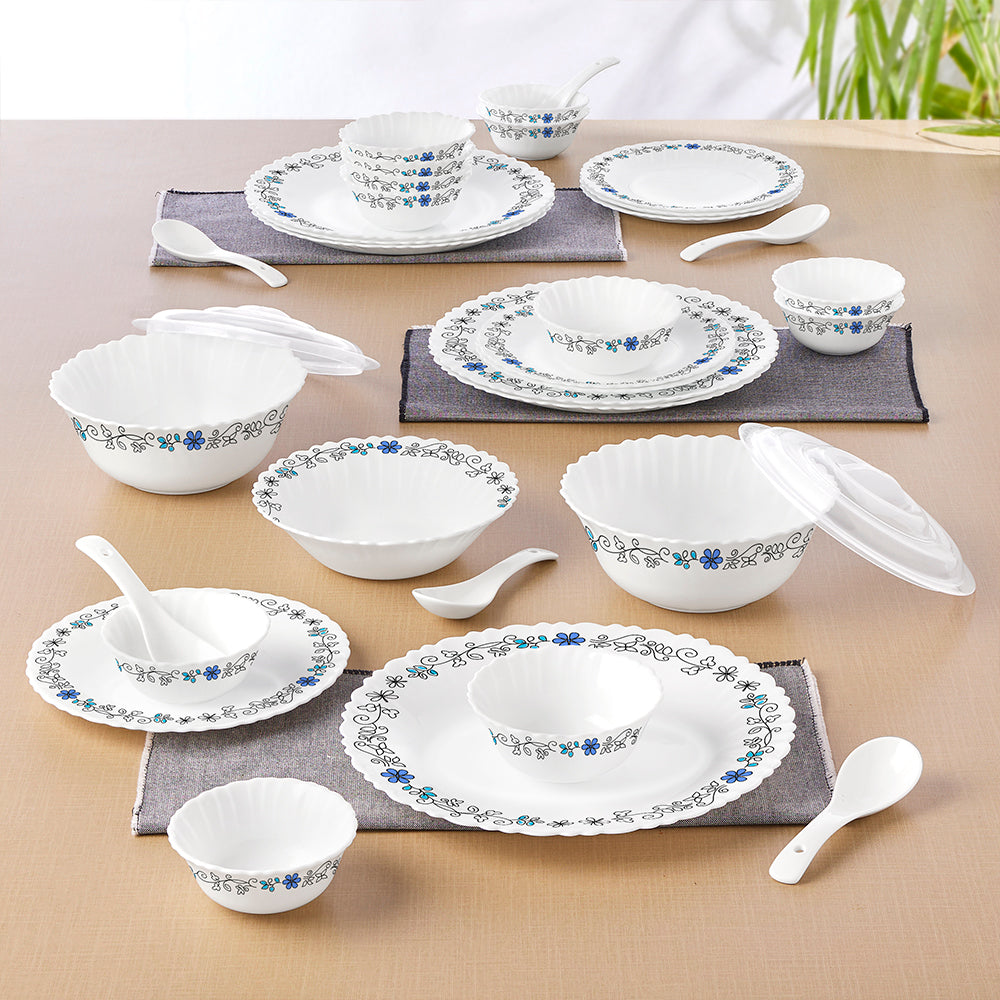 Borosil Larah Blue Iris 35 pc Dinner
